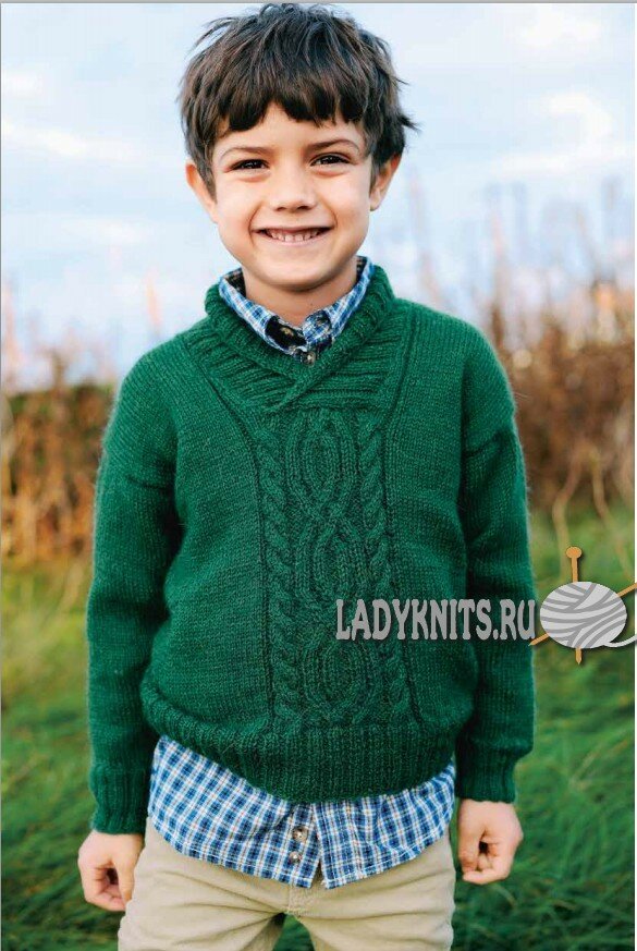 Красивый пуловер с косами для мальчика от 2 до 12 лет